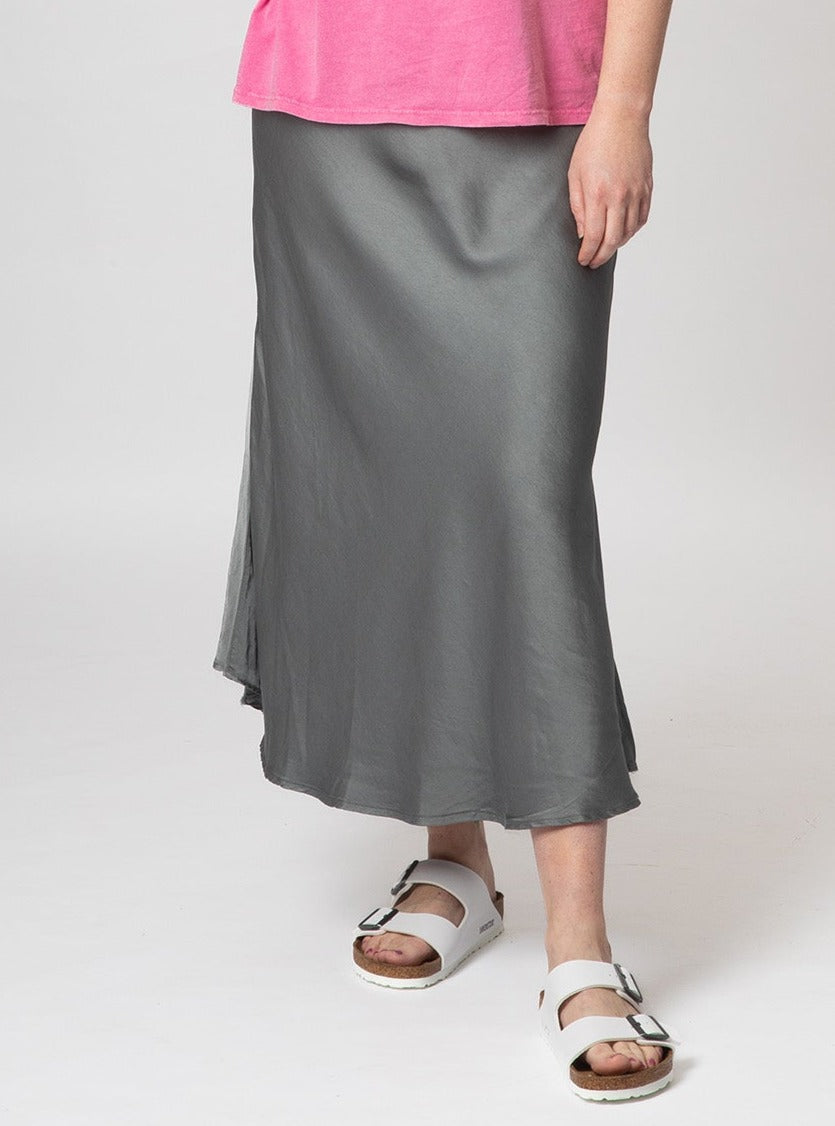 Bias cut outlet silk midi skirt